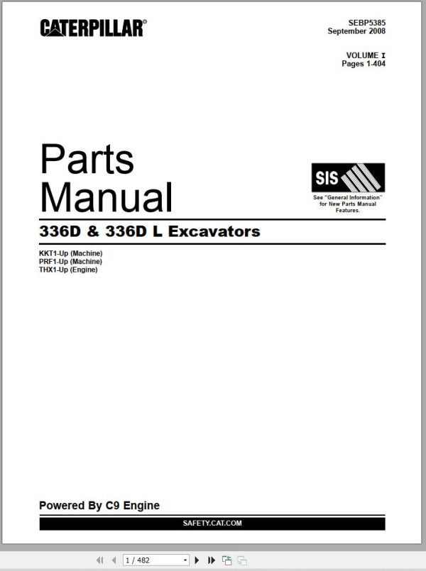 CAT Excavator 336D 336DL Parts Manual SEBP5385
