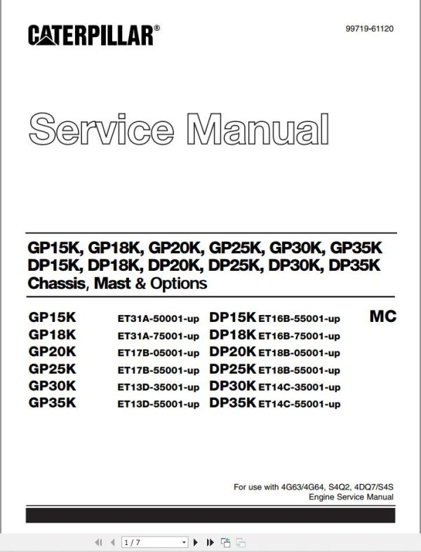 CAT Lift Truck DP15K MC Service Manual