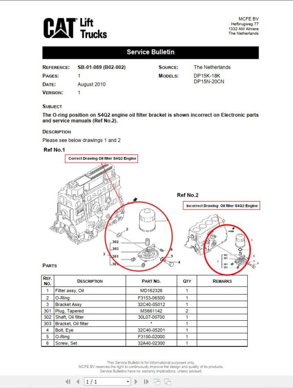 CAT Lift Truck DP15K MC Service Manual 2