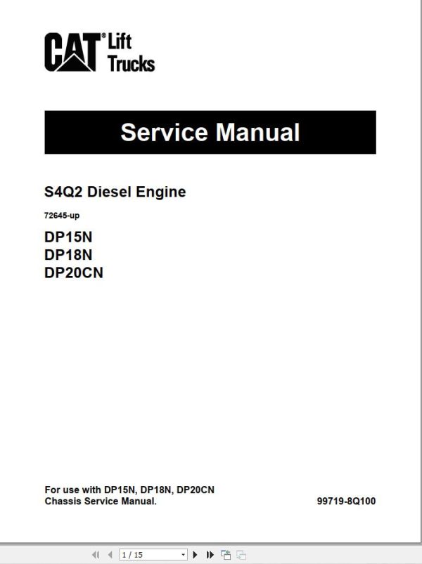 CAT Lift Truck DP15N Service Operation Maintenance Manual 1