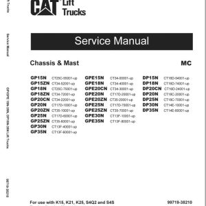 CAT Lift Truck DP15NTS Operation Maintenance Service Manual