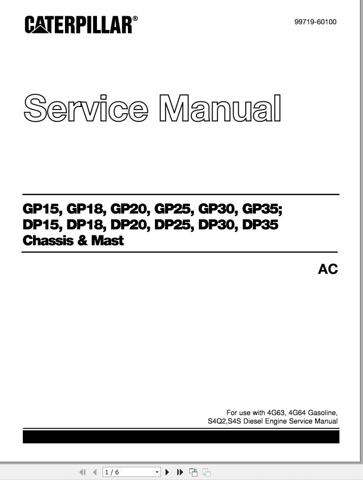 CAT Lift Truck DP18 FC Service Manual