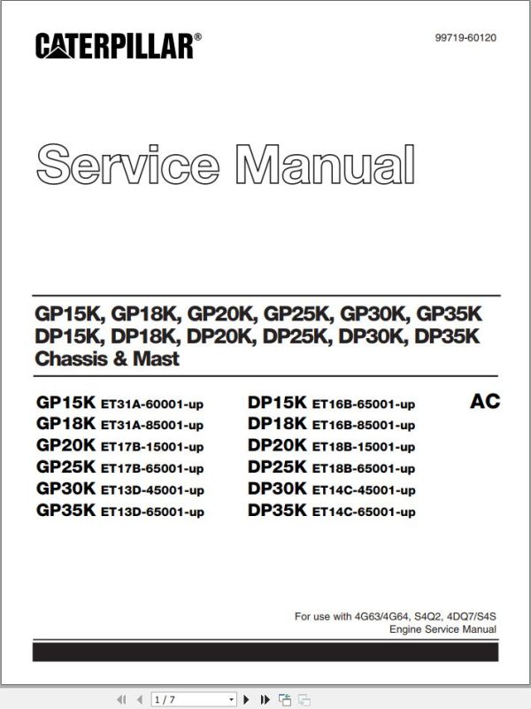 CAT Lift Truck DP18K FC Service Manual