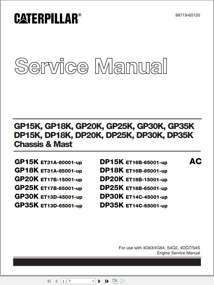 CAT Lift Truck DP18K FC Service Manual