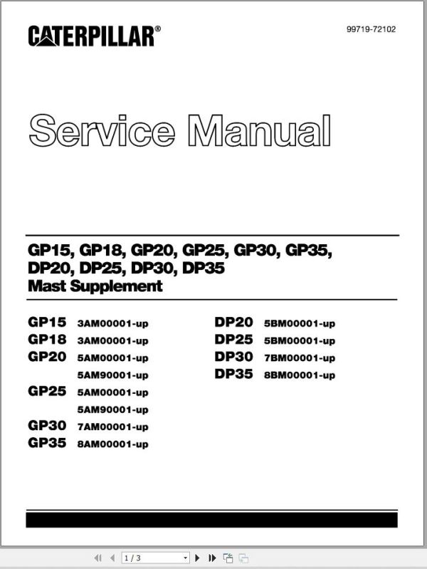 CAT Lift Truck DP20 Service Manual