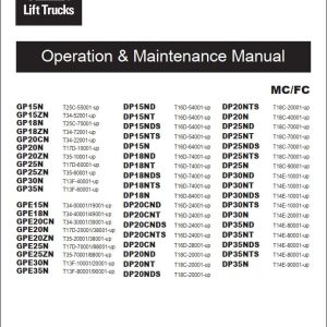CAT Lift Truck DP20CNT Maintenance Operation Service Manual