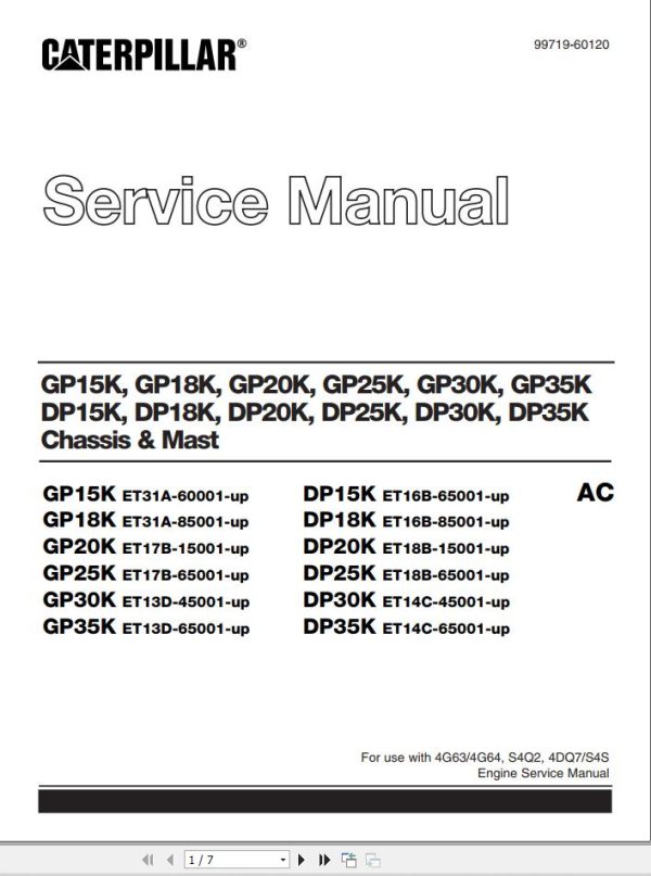 CAT Lift Truck DP20K FC Service Manual 1