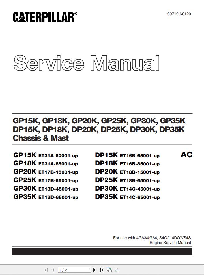CAT Lift Truck DP20K FC Service Manual 1