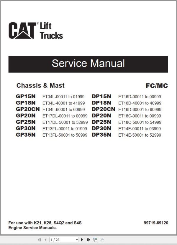 CAT Lift Truck DP20N Service Manual