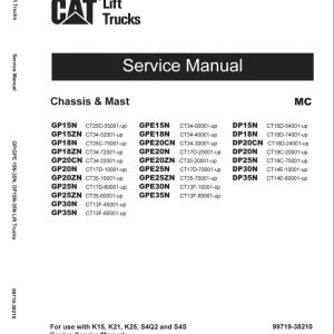 CAT Lift Truck DP20ND Service Operation Maintenance Manual