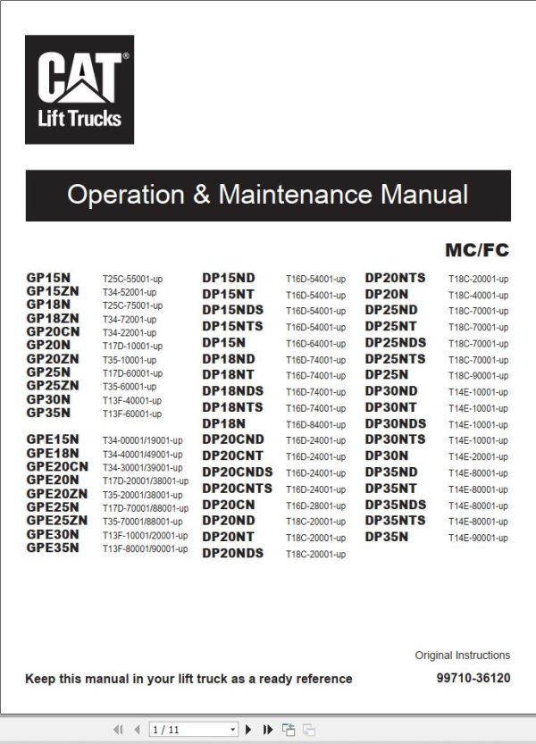 CAT Lift Truck DP20NT Service Operation Maintenance Manual 4