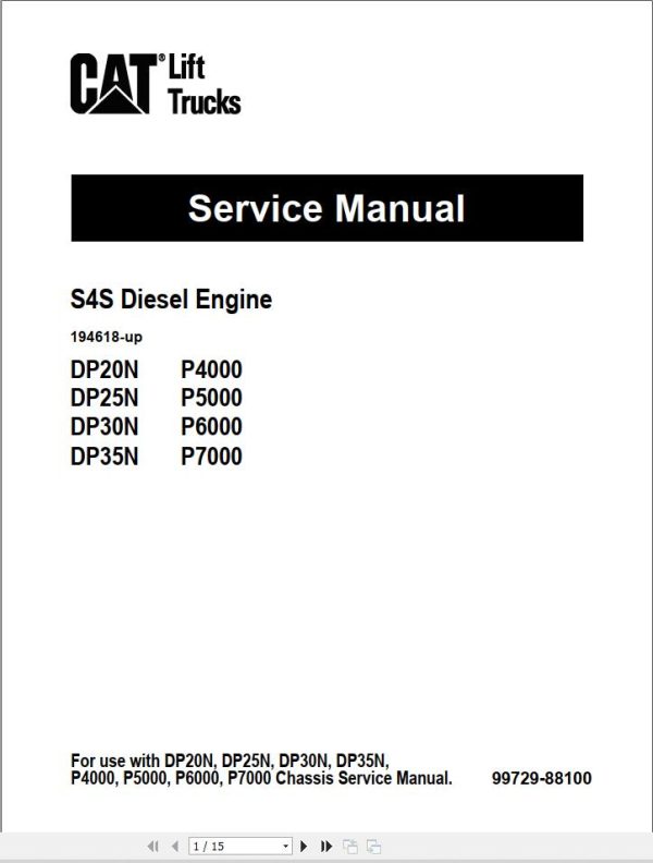 CAT Lift Truck DP25NT Service Operation Maintenance Manual 1