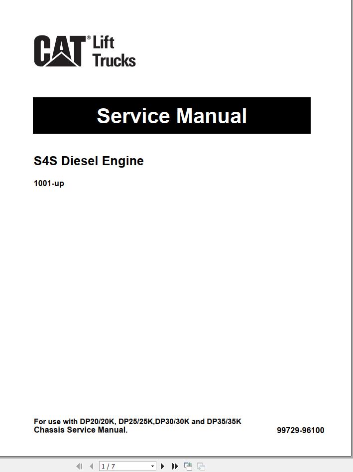 CAT Lift Truck DP30 MC Service Manual