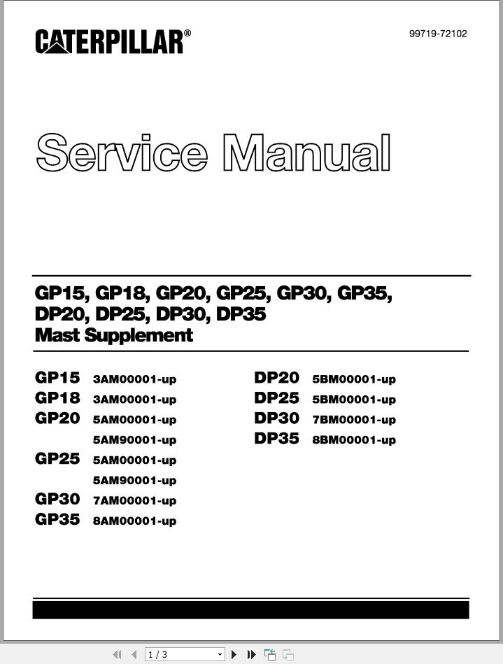 CAT Lift Truck DP30 Service Manual
