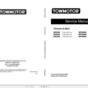 CAT Lift Truck DP30HS Service Operation Maintenance Manual