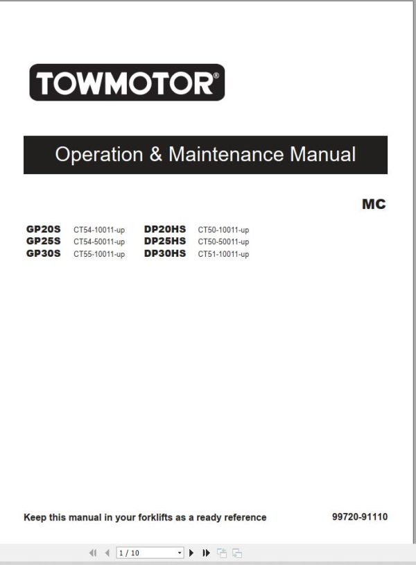 CAT Lift Truck DP30HS Service Operation Maintenance Manual 1