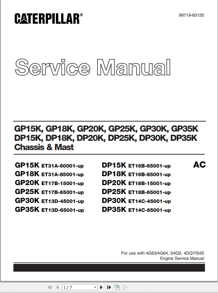 CAT Lift Truck DP30K FC Service Manual