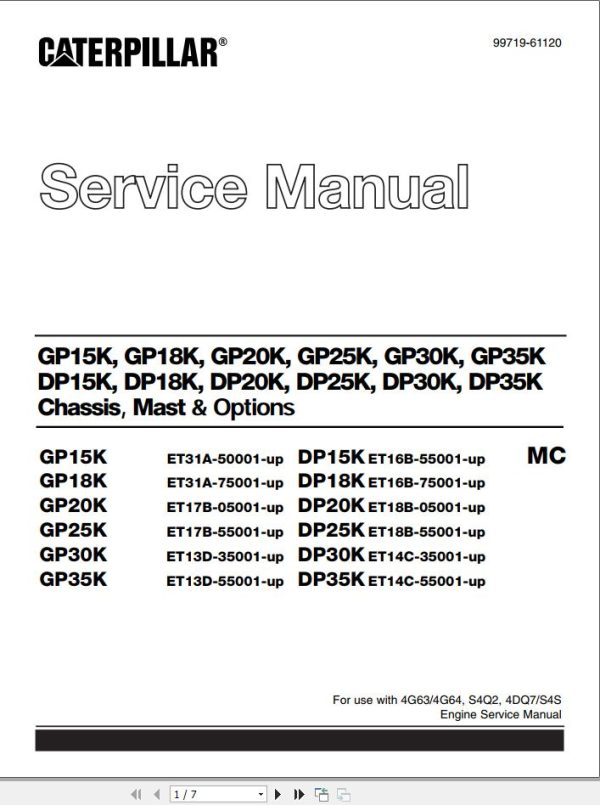 CAT Lift Truck DP30K MC Service Manual