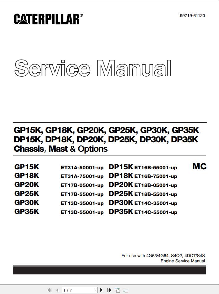 CAT Lift Truck DP30K MC Service Manual