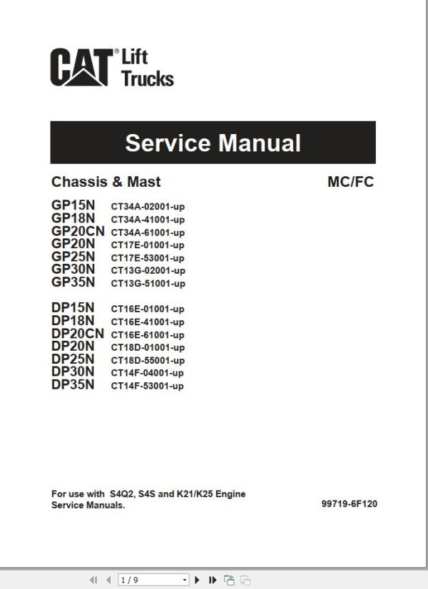 CAT Lift Truck DP30N Service Operation Maintenance Manual 1