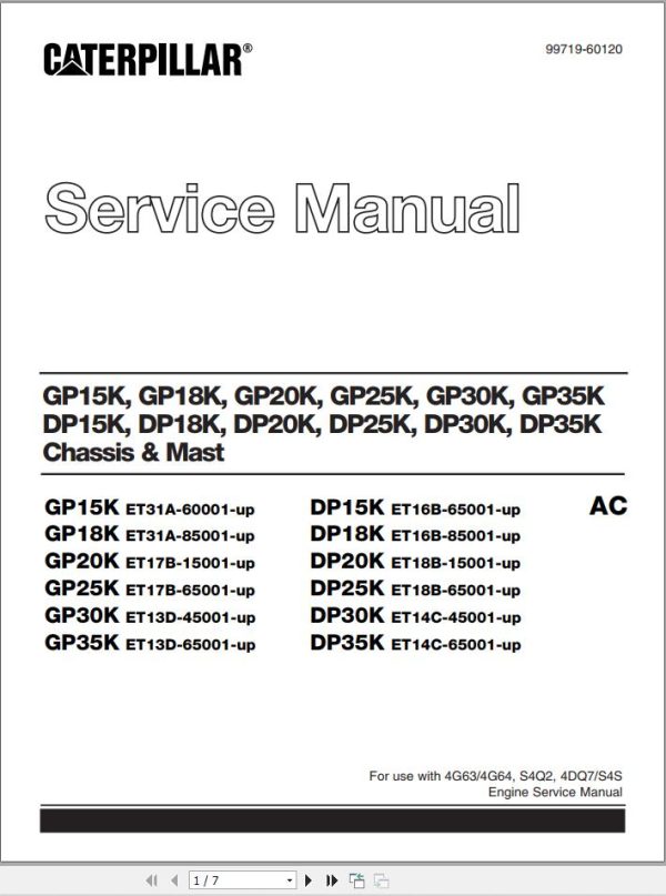 CAT Lift Truck DP35K FC Service Manual
