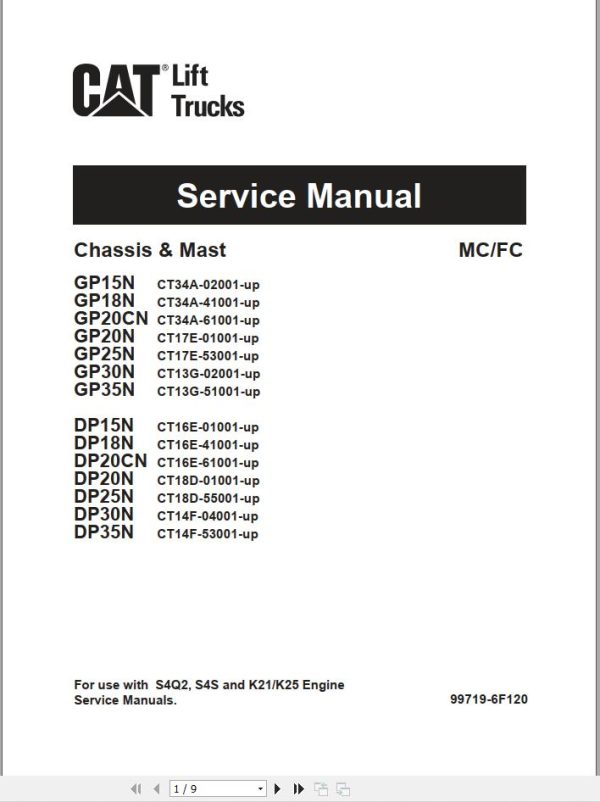 CAT Lift Truck DP35N Service Manual