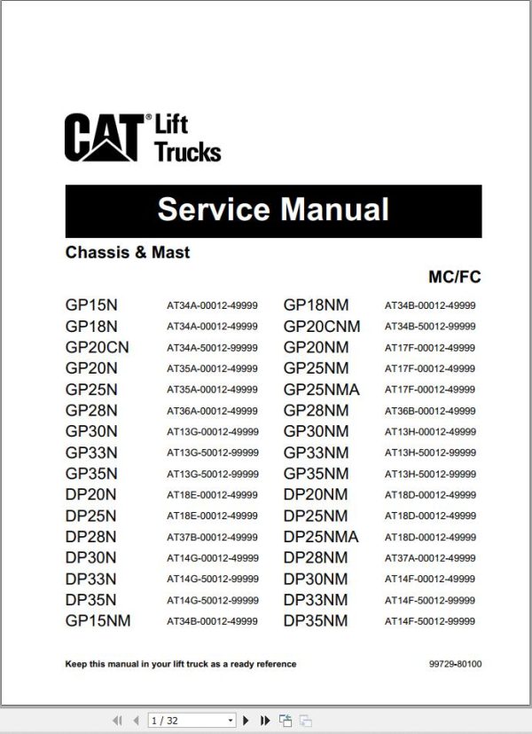 CAT Lift Truck DP35NM Service Manual