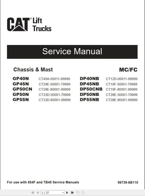 CAT Lift Truck DP45NB Operation Maintenance Service Manual 1