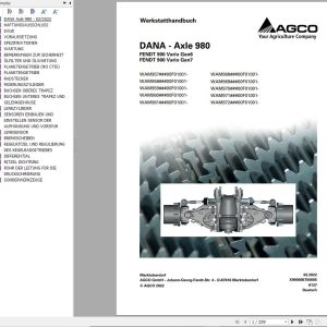 Dana Axle 980 Fendt 900 Vario Gen6 Gen7 Workshop Manual X990005750005 DE