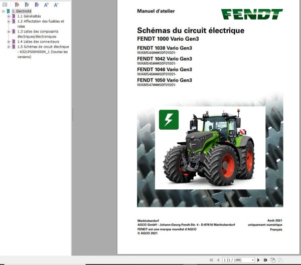 Fendt 1038 1042 1046 1050 Vario Gen3 Circuit Diagrams FR