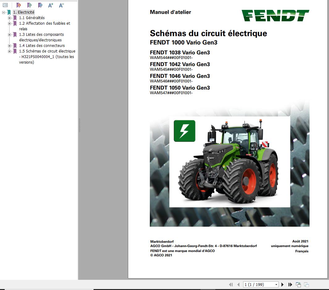 Fendt 1038 1042 1046 1050 Vario Gen3 Circuit Diagrams FR