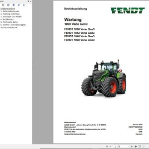 Fendt 1038 1042 1046 1050 Vario Gen3 Maintenance Manual H321PP002W00D DE
