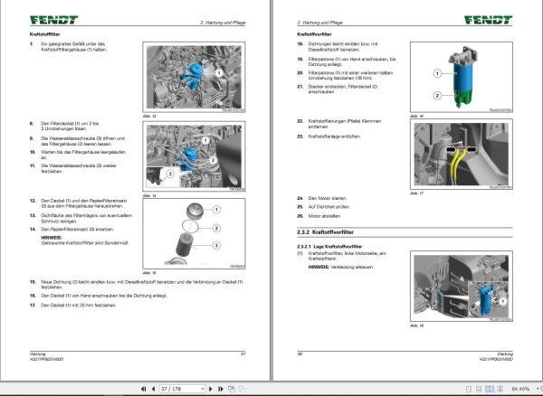 Fendt 1038 1042 1046 1050 Vario Gen3 Maintenance Manual H321PP002W00D DE 1