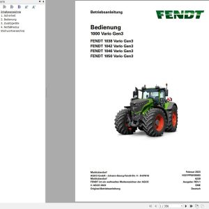 Fendt 1038 1042 1046 1050 Vario Gen3 Operation Manual H321PP001B00D DE