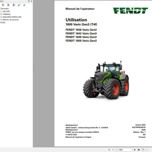 Fendt 1038 1042 1046 1050 Vario Gen3 T4f Operating Manual H321PP001B51D FR