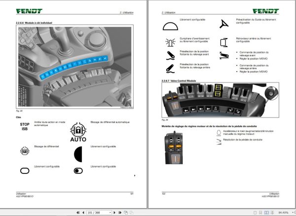 Fendt 1038 1042 1046 1050 Vario Gen3 T4f Operating Manual H321PP001B51D FR 1