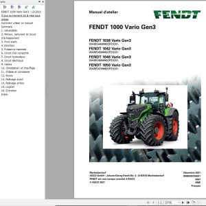 Fendt 1038 1042 1046 1050 Vario Gen3 Workshop Manual X990005759021 FR