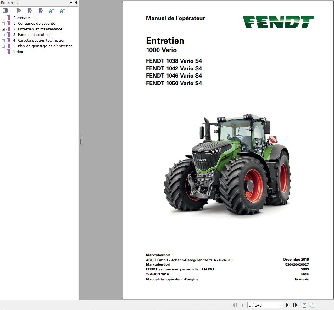 Fendt 1038 1042 1046 1050 Vario S4 Maintenance Manual 5663 FR 03
