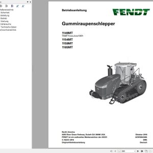 Fendt 1149MT 1154MT 1159MT 1165MT Operator Workshop Manuals DE 1