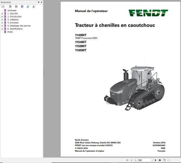Fendt 1149MT 1154MT 1159MT 1165MT Operators Workshop Manual FR 2