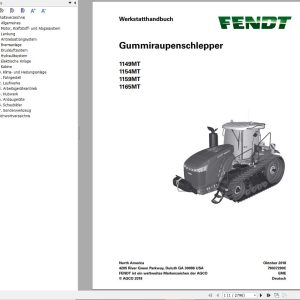 Fendt 1149MT 1154MT 1159MT 1165MT Workshop Manual 79037290C DE