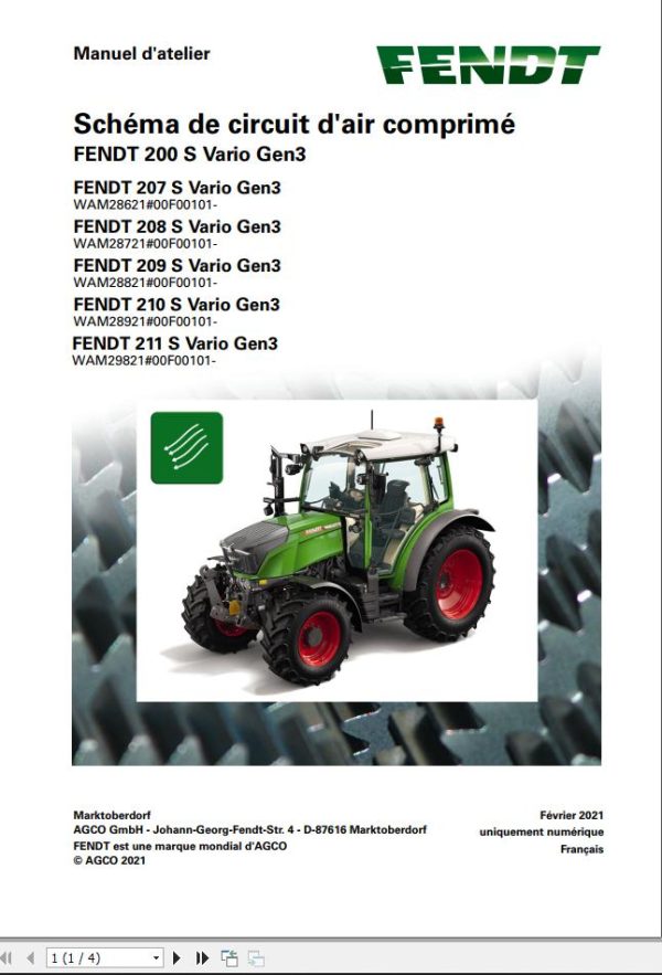 Fendt 207 208 209 210 211 S Vario Gen3 Circuit Diagrams FR