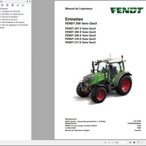 Fendt 207 208 209 210 211 S Vario Gen3 Maintenance Manual S120PP002W02D FR