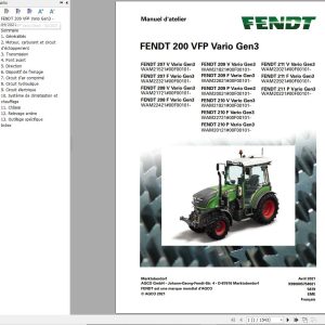 Fendt 207 208 209 210 211 V F P Vario Gen3 Workshop Manual X990005758021 FR
