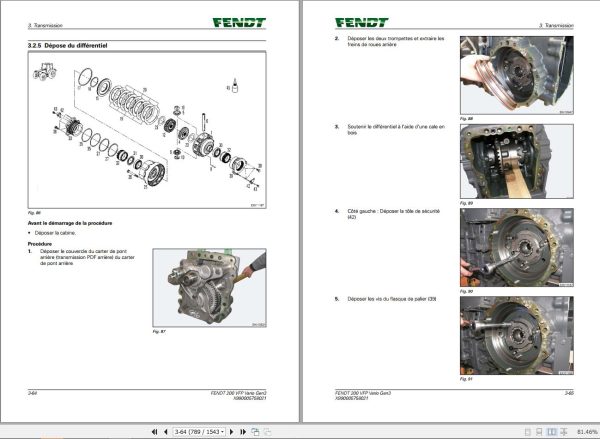 Fendt 207 208 209 210 211 V F P Vario Gen3 Workshop Manual and Diagrams FR 1