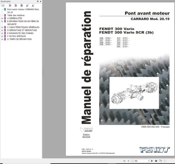 Fendt 300 Vario SCR 3b Repair Manual 3232 FR