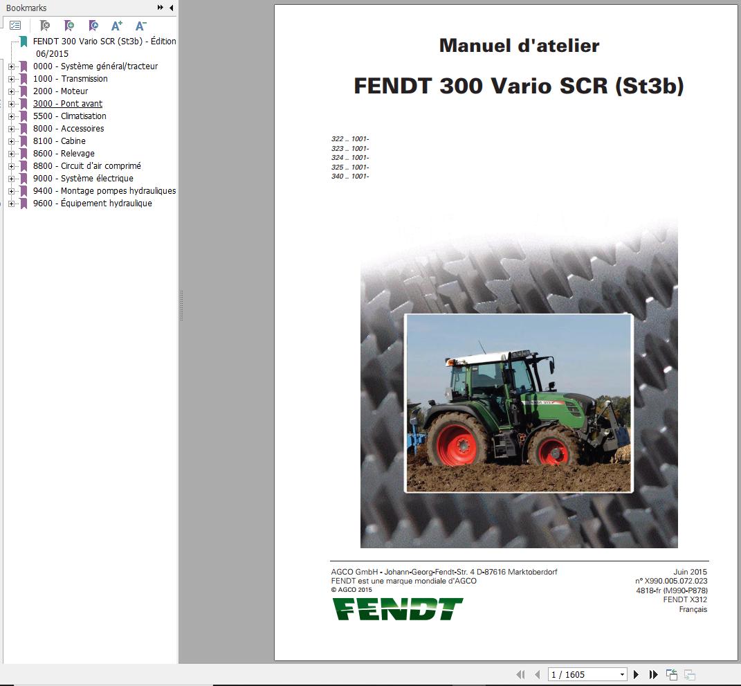 Fendt 300 Vario SCR St3b Workshop Manual 4818 FR