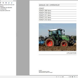 Fendt 309 310 311 312 313 Vario Operator Workshop Manuals and Diagrams FR 1