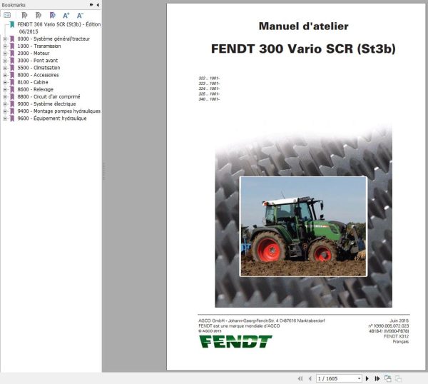 Fendt 309 310 311 312 313 Vario Operator Workshop Manuals and Diagrams FR 2