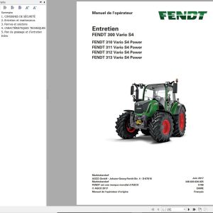 Fendt 310 311 312 313 Vario S4 Power Maintenance Manual 5106 FR